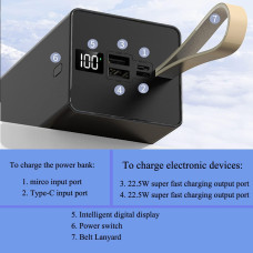 Мобільна зарядка UNITECH U86A 50000mAh 22.5W зі швидкою зарядкою ∙ Портативний акумулятор Power Bank UNITECH U86A 50000mAh
