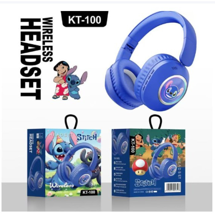 Бездротові навушники Стіч KT-100 з Bluetooth та мультяшним дизайном ∙ Навушники Стіч KT-100 для музики та дзвінків