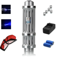 Лазер Laser B017 з п'ятьма насадками в кейсі ∙ Синя лазерна указка Laser B017 445 nm