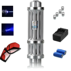 Лазер Laser B017 з п'ятьма насадками в кейсі ∙ Синя лазерна указка Laser B017 445 nm