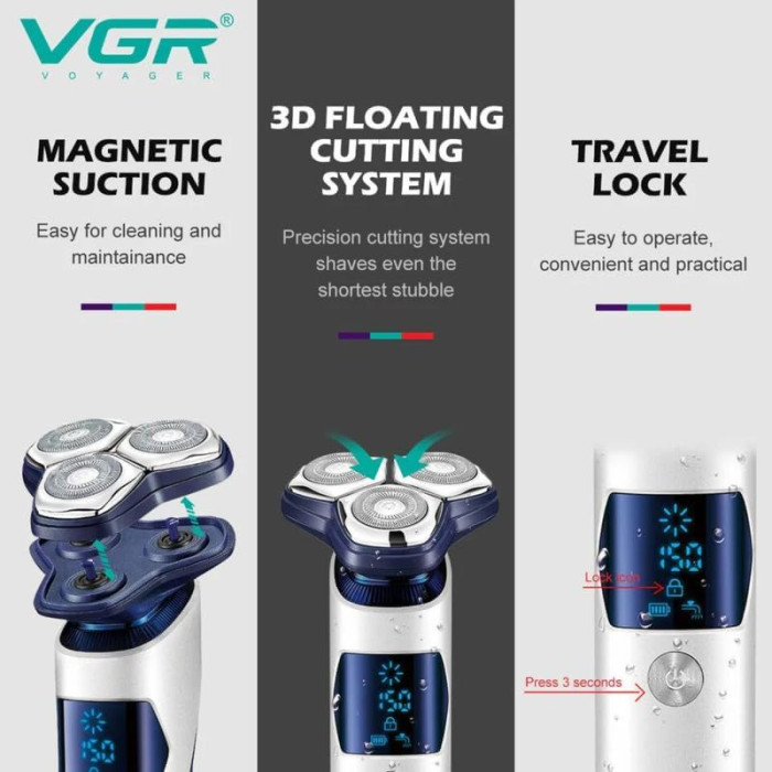 Електробритва чоловіча VGR V-328 ∙ Роторна бритва-шейвер VGR V-328 з LED дисплеєм