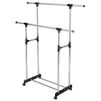 Телескопічна подвійна стійка-вішалка для одягу та взуття Double Pole Clothes Horse 160*80*42 см