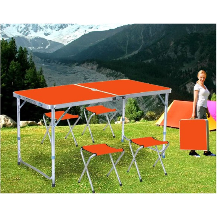 Розкладний стіл - валіза з 4 стільцями Folding Table для пікніка, риболовлі, дачі, 120х60 см