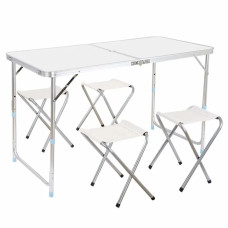 Розкладний стіл - валіза з 4 стільцями Folding Table для пікніка, риболовлі, дачі, 120х60 см