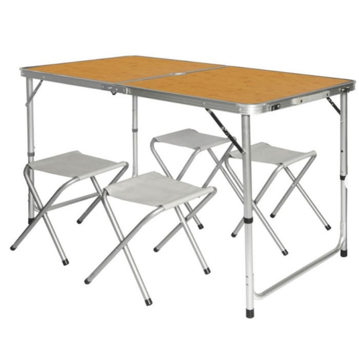 Розкладний стіл - валіза з 4 стільцями Folding Table для пікніка, риболовлі, дачі, 120х60 см