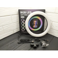 Кільцева RGB селфі - лампа, 26 см ∙ Селфі - кільце з пультом MJ26