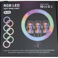 Кільцева RGB селфі - лампа, 36 см ∙ Світлодіодна лампа з пультом MJ36