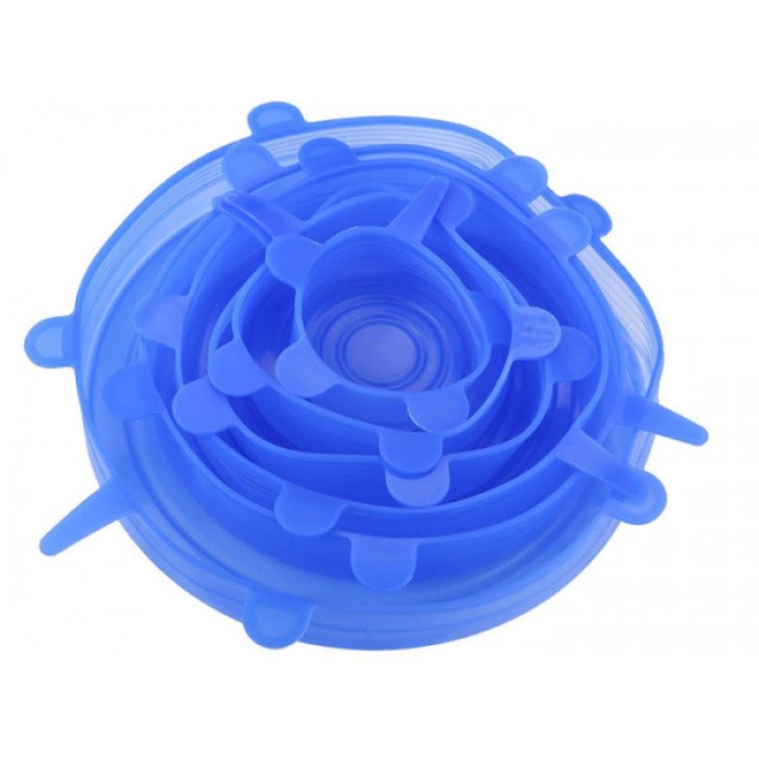 Універсальні силіконові кришки Super stretch silicone, 6 шт, Набір кришок для посуду та ємностей