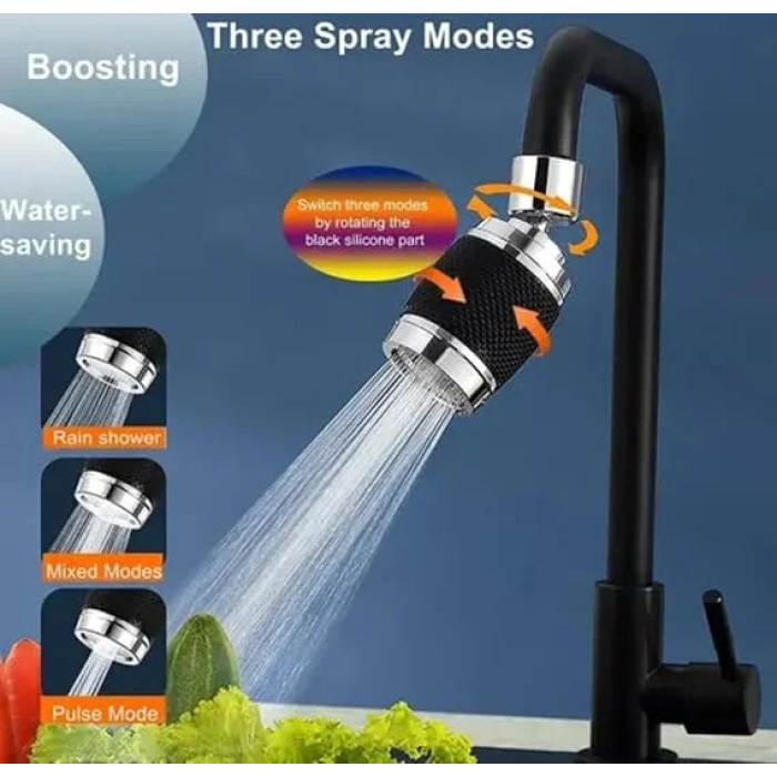 Аератор DT-1222 360° з фільтром • Насадка на кран 360 Faucet Universal Pipe DT-1222 з 3 режимами та поворотним розпилювачем