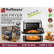 Аерофритюрниця Hoffmans HM-792 15 л • Мультипіч-аерогриль Hoffmans 2400 Вт із двома ТЕНами та сенсорним керуванням