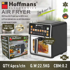 Аерофритюрниця Hoffmans HM-796 8 л • Сенсорний аерогриль-мультипіч 2200 Вт із 12 програмами та оглядовим вікном