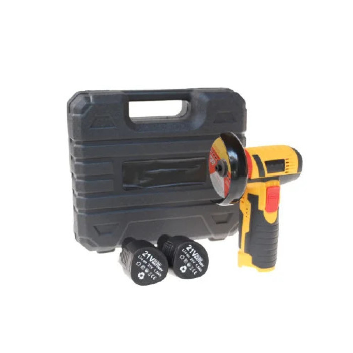 Акумуляторна болгарка KAR220 12 V жовта • Кутова шліфувальна машина KAR220 з 2 АКБ 12 V і диском 76 мм для різання та шліфування