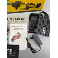 Акумуляторна ланцюгова пила Electric SAW 16"з 2 акумуляторами жовта • Бездротова електропила Electric SAW 16 дюймів для саду та розпилювання деревини жовта