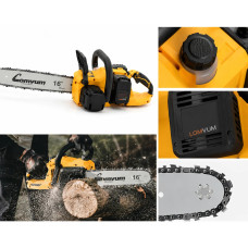 Акумуляторна ланцюгова пила Electric Saw DT-1291 16"з 2 акумуляторами жовта • Електропила по дереву Electric Saw DT-1291 з шиною 16 дюймів і двома АКБ жовта