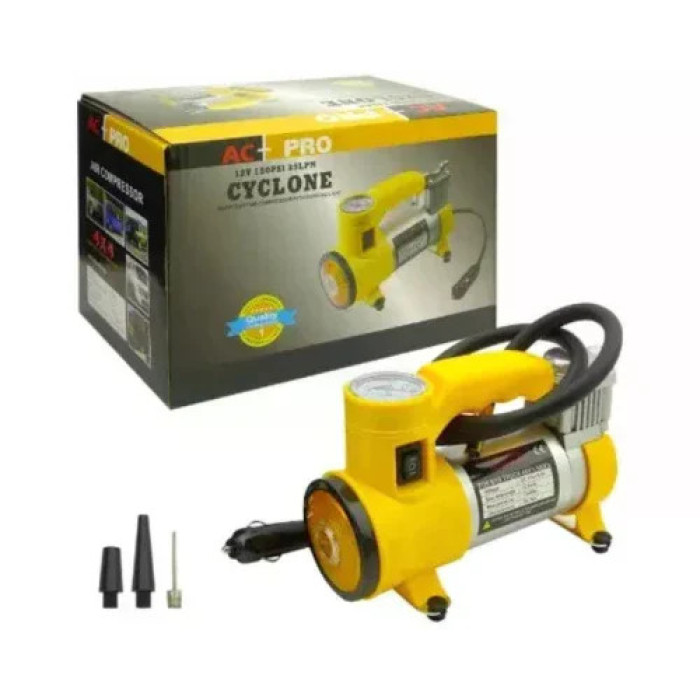 Автомобільний компресор 12V 150 PSI 35 LPM Cyclone Air Compressor • Портативний компресор для підкачки шин авто, мотоцикла та велосипеда