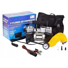 Автомобільний компресор двопоршневий Air Compressor 12V 628-4x4 • Електричний насос для шин від прикурювача 12 В з манометром для автомобіля, позашляховика, кросовера і дороги