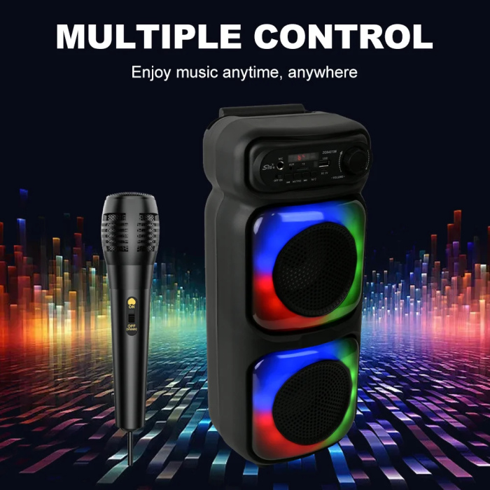 Бездротова вулична Bluetooth-колонка з дротовим мікрофоном • Велика портативна акустика для караоке, музыки, відпочинку