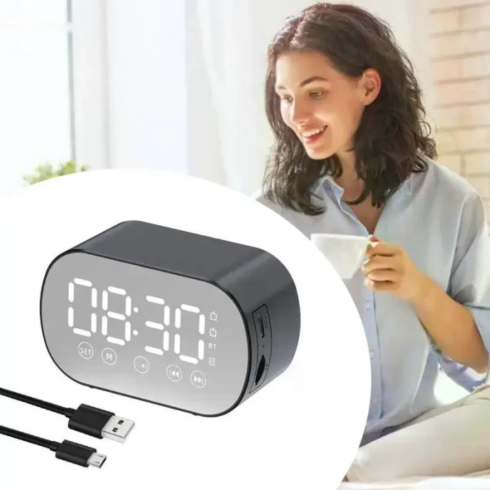 Bluetooth колонка з годинником S15 BT ∙ Портативна бездротова колонка з будильником, FM-радіо, LED-дисплеєм і підтримкою microSD