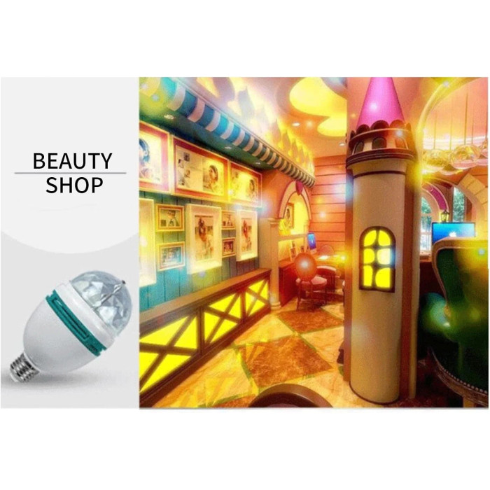 Диско лампа Ball RHD-15 LY 399 • Світлодіодна обертова диско-лампа Ball RHD-15 LY 399 E27 RGB для вечірок і свят