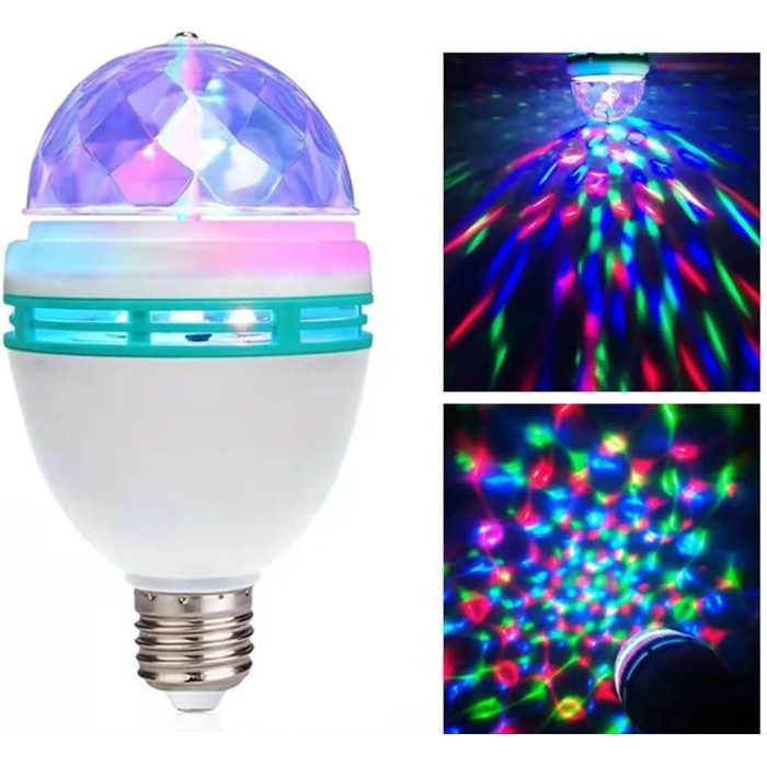 Диско лампа Ball RHD-15 LY 399 • Світлодіодна обертова диско-лампа Ball RHD-15 LY 399 E27 RGB для вечірок і свят