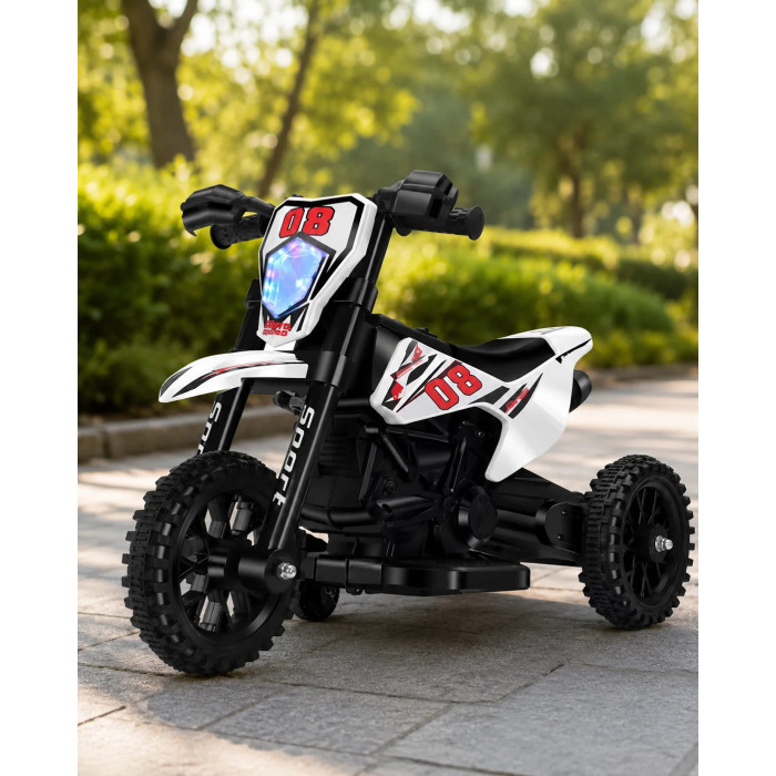 Дитячий електромотоцикл Cool Mountain 26X-130 білий з LED і музикою • Дитячий електричний мотоцикл Cool Mountain 26X-130 з пультом, USB та акумулятором білий