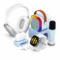 Дитячий набір гаджетів K16-COMBO 4в1 • Подарунковий набір зі смарт-годинником, бездротовими навушниками, RGB-колонкою та караоке-мікрофоном