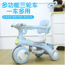 Дитячий триколісний велосипед Baby Carriage 588 блакитний з батьківською ручкою • Велосипед-коляска Baby Carriage 588 для малюків з кошиком