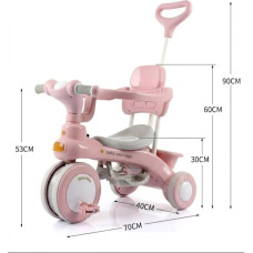 Дитячий триколісний велосипед Baby Carriage 588 рожевий з батьківською ручкою • Велосипед-коляска Baby Carriage 588 для малюків з кошиком