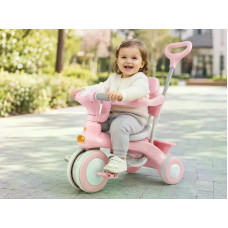Дитячий триколісний велосипед Baby Carriage 588 рожевий з батьківською ручкою • Велосипед-коляска Baby Carriage 588 для малюків з кошиком