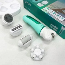 Епілятор VGR V-751 5 в 1 • Жіночий акумуляторний епілятор із бритвою, пемзою, масажером і щіткою для обличчя