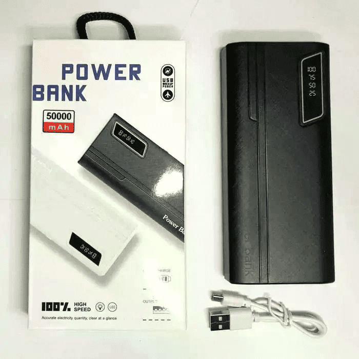 Мобільна зарядка Power Bank UN-3104 50000mAh із швидкою зарядкою та ліхтариком • Портативний зовнішній акумулятор 50000 мАг на 2 USB для телефона, планшета та гаджетів