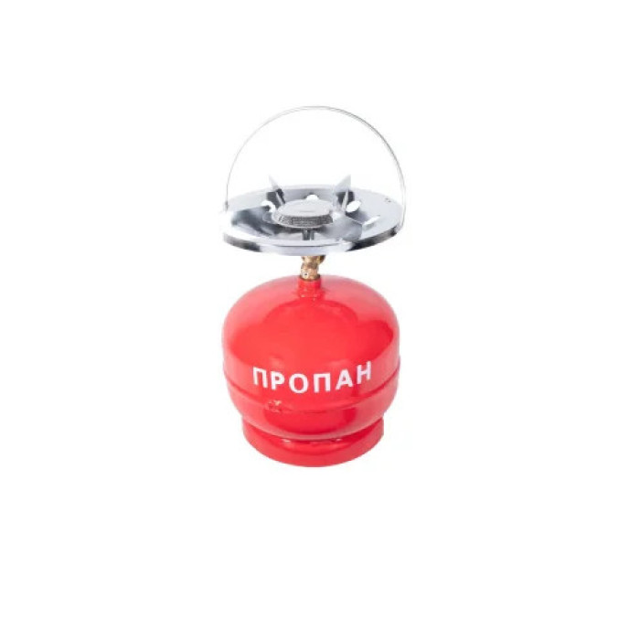 Газовий балон 5 л червоний з пальником 21 см побутовий комплект • Туристичний газовий комплект 2200 Вт