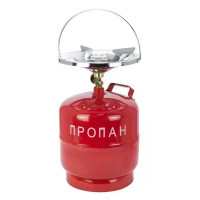 Газовий балон 8 літрів побутовий комплект із пальником 21 см • Туристичний газовий комплект 8 л з конфоркою, краном-перехідником і ручкою для перенесення