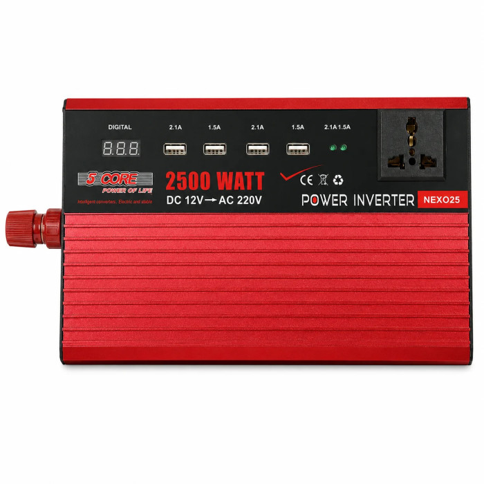 Інвертор 5 CORE UN-3058 2500W 12V • Перетворювач напруги 5 CORE UN-3058 12V-220V 1100 Вт з USB та модифікованою синусоїдою