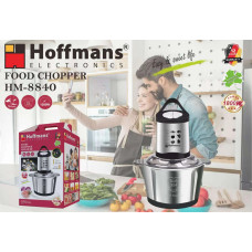 Кухонний подрібнювач Hoffmans HM-8840 2 л • Електричний металевий чопер 1200 Вт із 4 ножами та 2 швидкостями