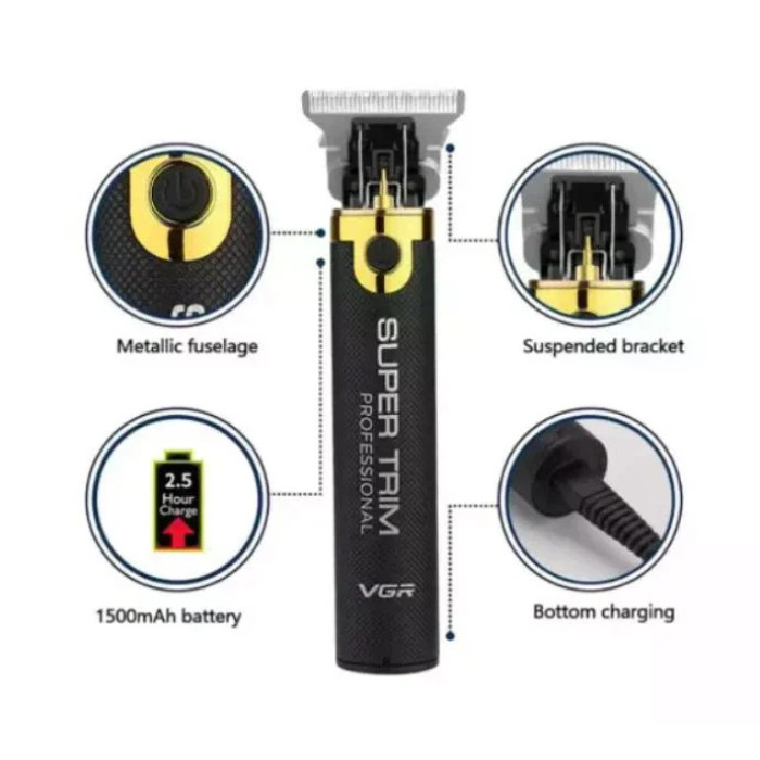 Машинка для стрижки VGR V-082 для волосся та бороди • Акумуляторний тример з USB-зарядкою, насадками 1/2/3 мм і лезами з нержавіючої сталі
