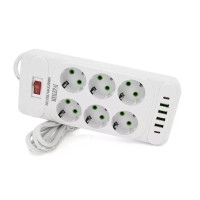 Мережевий подовжувач-фільтр PNS-03/D6 білий 3 м з LED-індикатором, 4 USB і PD Type-C • Розгалужувач живлення 6–220V для дому, офісу та заряджання гаджетів