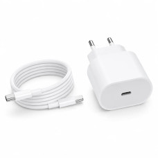 Мережевий зарядний пристрій 26X-199 35W USB-C білий • Адаптер швидкого заряджання 26X-199 з кабелем Type-C–Type-C 1 м для смартфонів і USB-C пристроїв