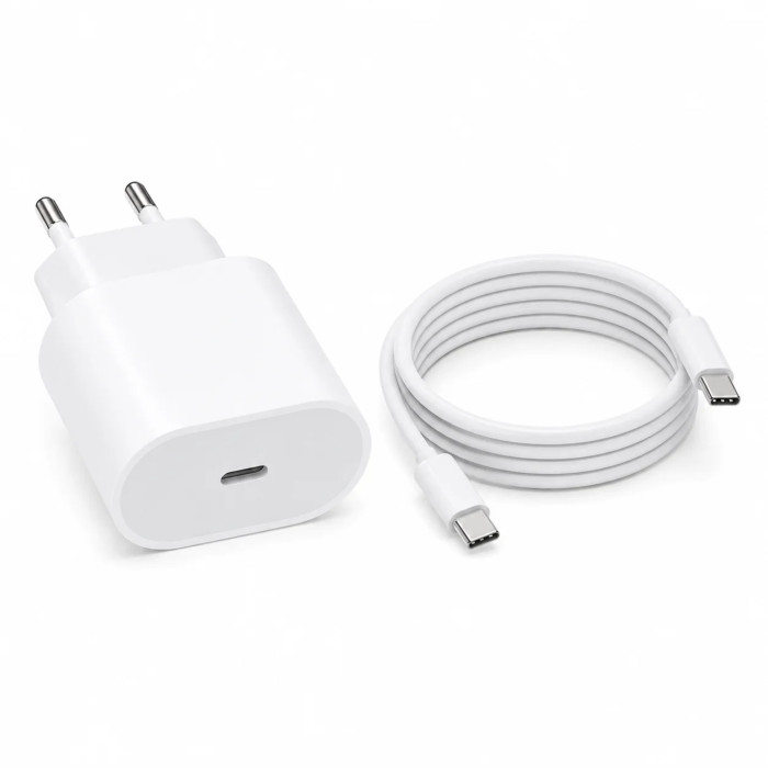 Мережевий зарядний пристрій 26X-199 35W USB-C білий • Адаптер швидкого заряджання 26X-199 з кабелем Type-C–Type-C 1 м для смартфонів і USB-C пристроїв