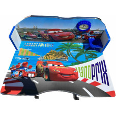 Набір дитячих меблів Disney Cars біло-блакитний • Регульована дитяча парта Disney Cars зі стільцем, полицею та підставкою для ніг