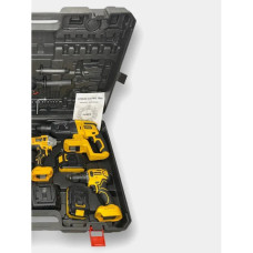 Набір інструментів KAR223 5в1 48V жовтий • Акумуляторний комплект KAR223 48V 6.0Ah з 4 АКБ, 2 зарядками, шуруповертом, гайковертом, перфоратором, болгаркою та відрізною машиною