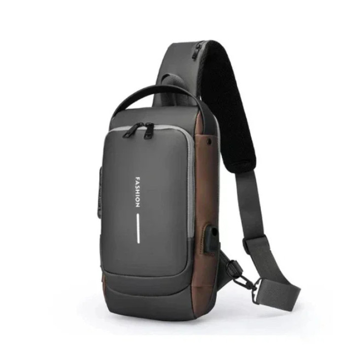Нагрудна сумка Backpac XL-1514100 чорно-сіра маленька • Сумка через плече з протикрадіжним кодовим замком для міста, поїздок і документів