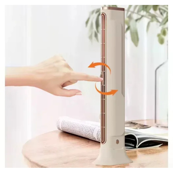 Настільний вентилятор F3 Tower Fan акумуляторний • Портативний баштовий вентилятор F3 Tower Fan із 3 швидкостями, автоповоротом та USB-заряджанням