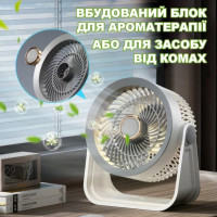 Настільний вентилятор S35 DT-1202 з акумулятором • Портативний USB-вентилятор S35 DT-1202 з 5 швидкостями, підсвічуванням та ароматизатором