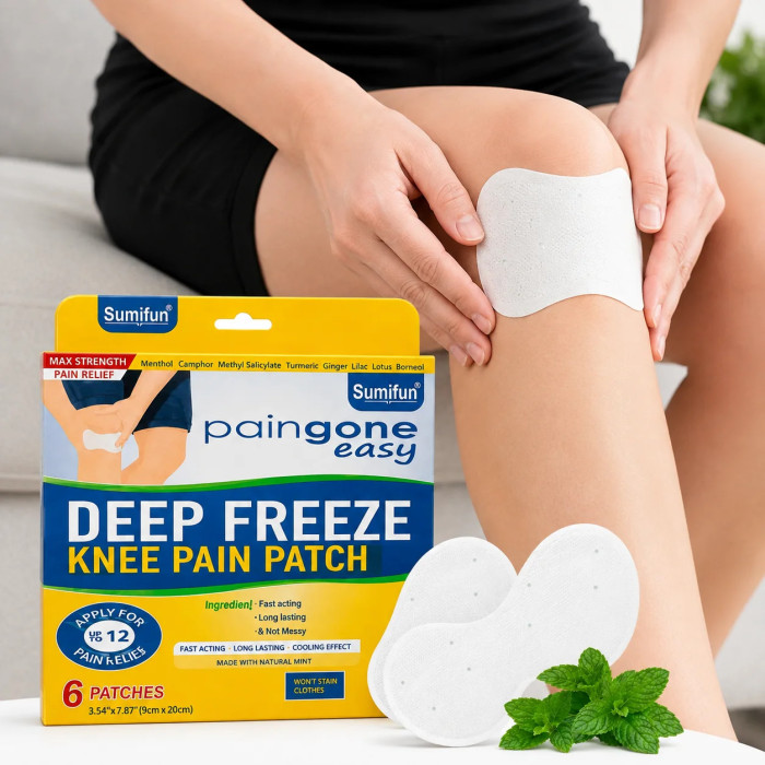 Охолоджувальний пластир для колін Royal Prestige Paingone Easy Deep Freeze 6 шт • Пластир для суглобів Royal Prestige Paingone Easy Knee Pain Patch з ментолом і камфорою