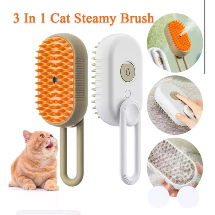 Парова щітка XL-889 для котів і собак • Щітка-гребінець Steamy Brush Pet massage comb XL-889 з розпилювачем і масажними зубцями для вичісування шерсті