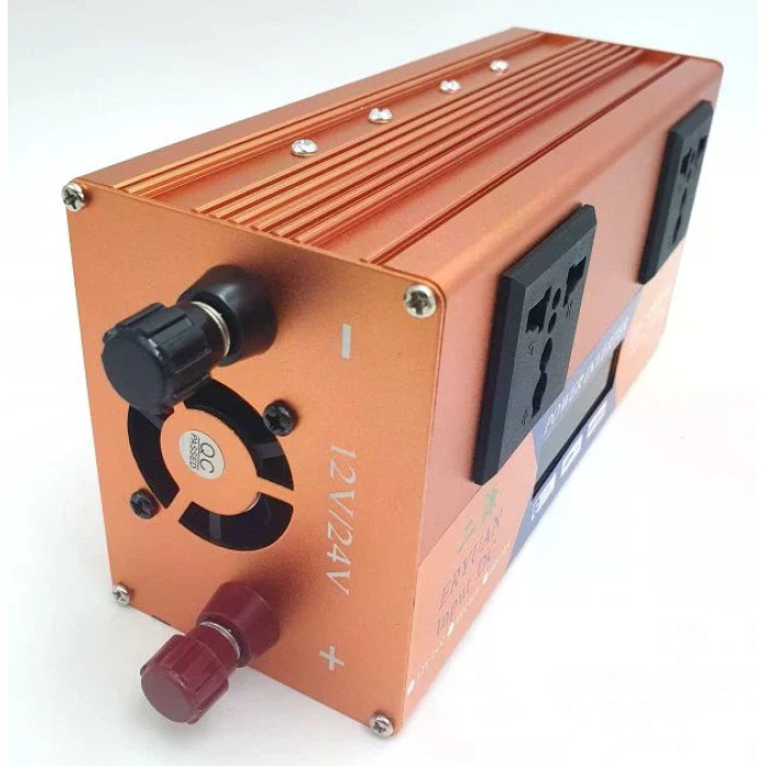 Перетворювач напруги LCD SMART 3000W 12V/24V у 220V • Автомобільний інвертор з дисплеєм для дому, авто та резервного живлення