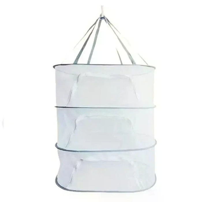 Підвісна сітка для сушіння риби KAR178 60х40х104 см біла • Триярусна сушарка для грибів, овочів, фруктів і продуктів