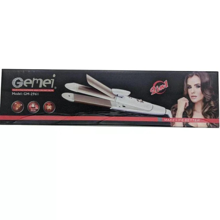 Плойка-праска для волосся GEMEI GM-2961 2 в 1 • Випрямляч і щипці для завивки волосся з керамічним покриттям і поворотним шнуром 360°