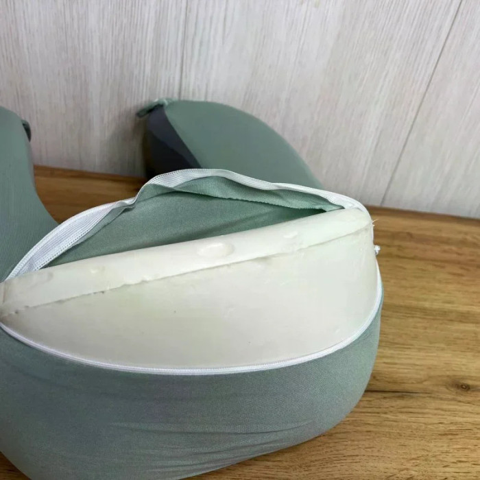 Подушка для шиї U-подібна Memory Foam 28×26×12 см • Дорожня подушка з ефектом пам’яті для сну, відпочинку, поїздок, літака, авто та офісу
